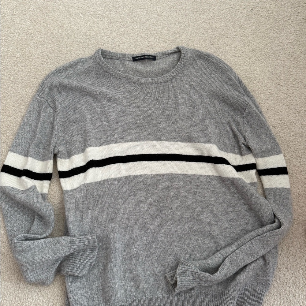 Gray and White Striped women’s Sweater one size